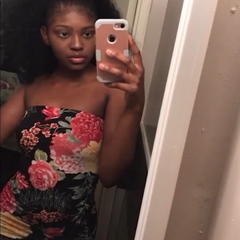 Strapless Floral Dress